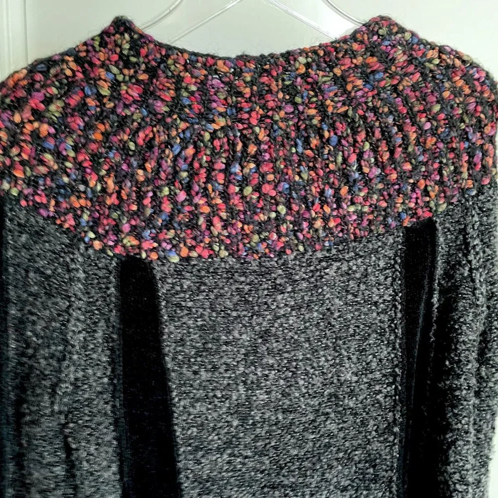 Curio Bell Sleeve Button Cardigan Sweater Boucle Collar Jacket MP Gray Black